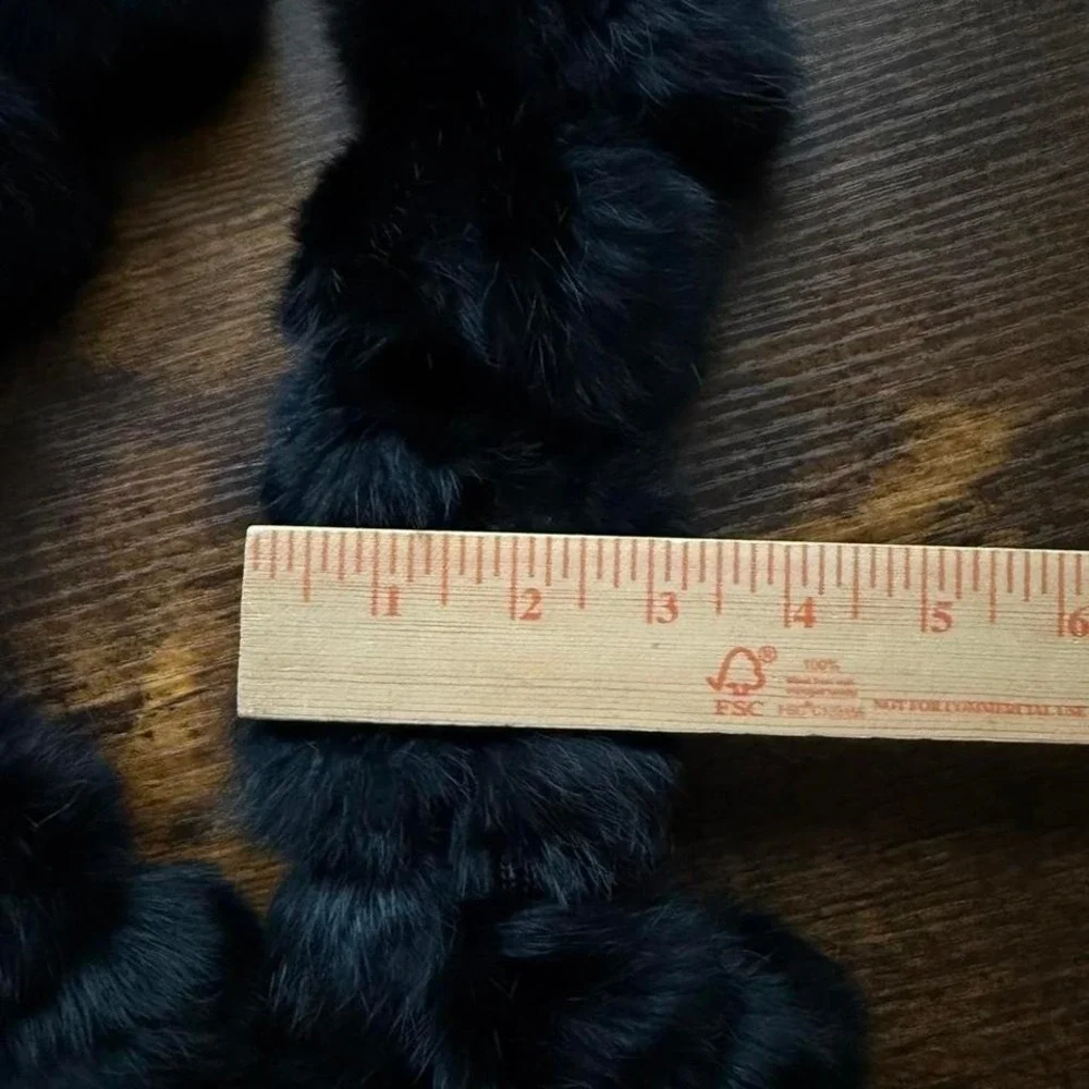 Carole Little Black Rabbit Fur Pom Pom Scarf 52